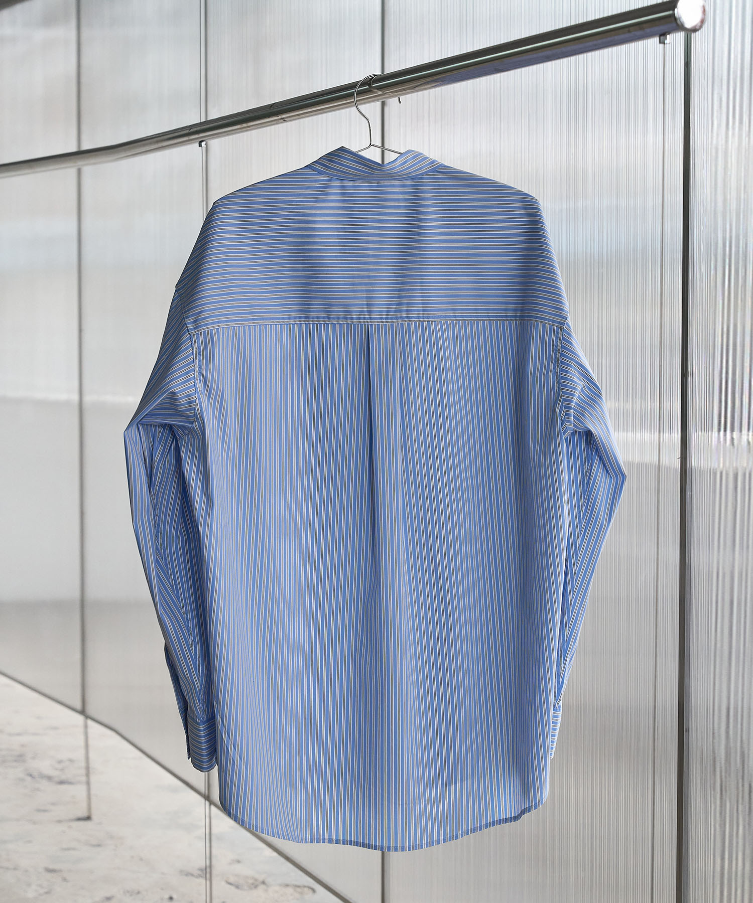 OverFit Stripe Pocket Shirt_Blue Grey