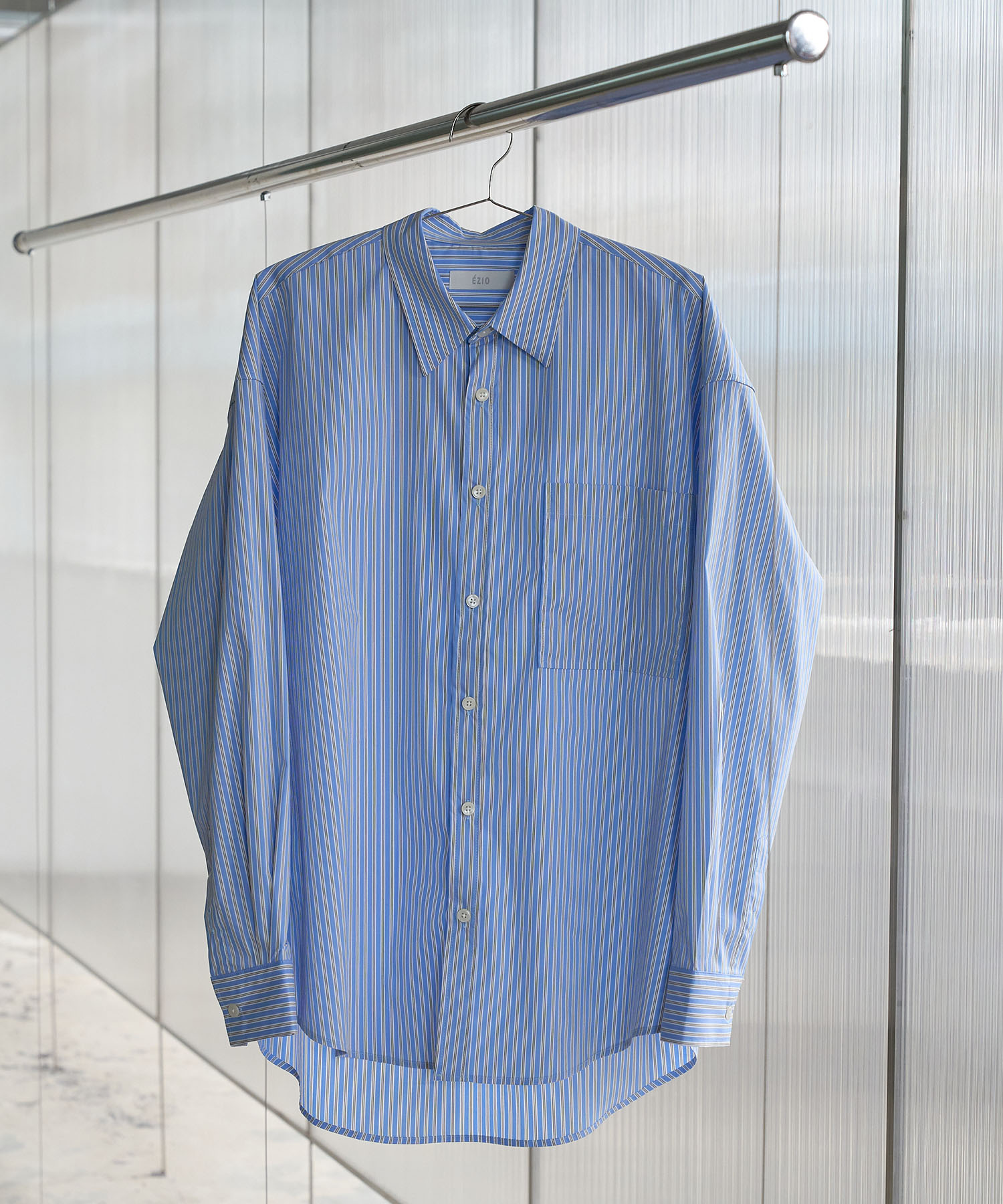 OverFit Stripe Pocket Shirt_Blue Grey