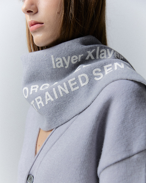 LayerX2 print half wool muffler grey