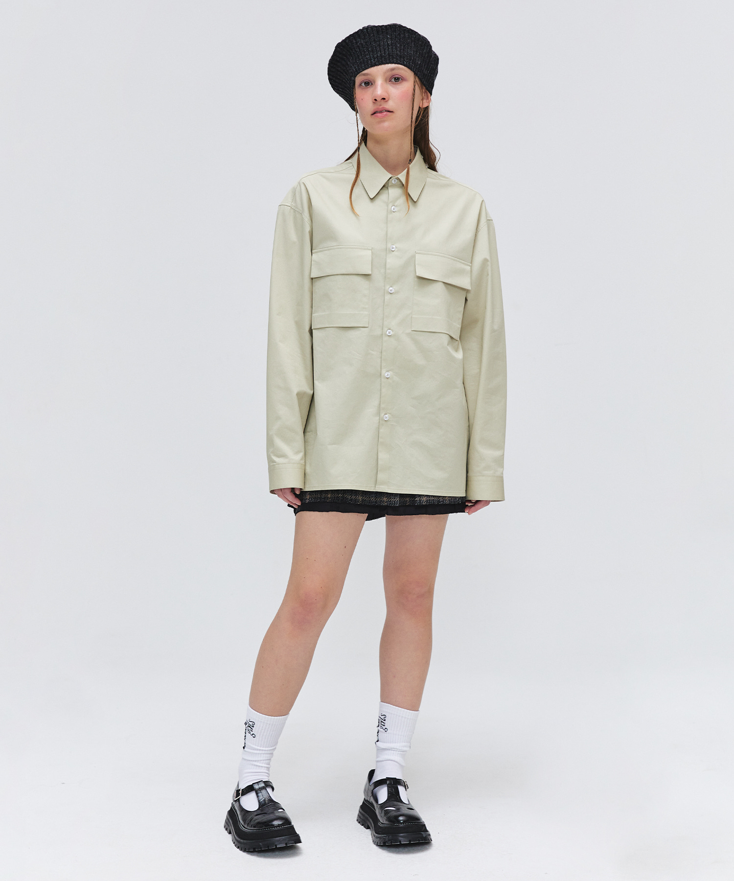 Double Out Pocket Shirt - Beige