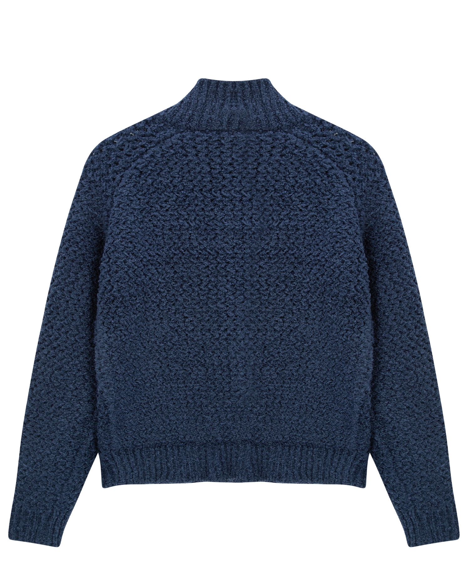 Wool Blend 2way Zipper Knit Cardigan - Navy