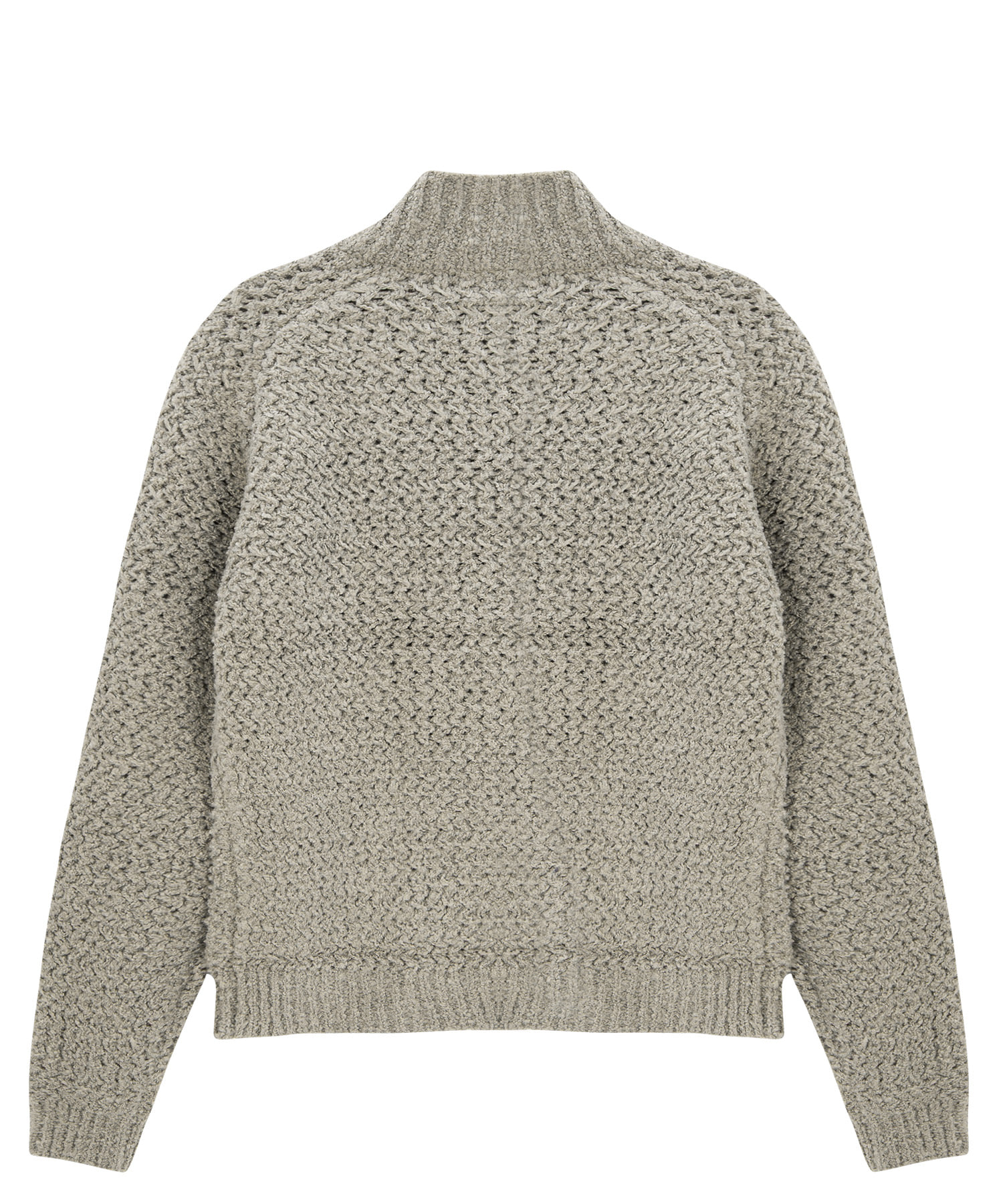 Wool Blend 2way Zipper Knit Cardigan - Beige