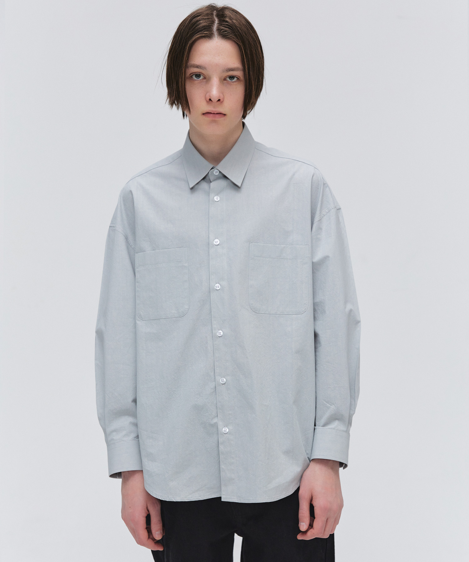Paper Cotton Two Pockets Shirts - Grey