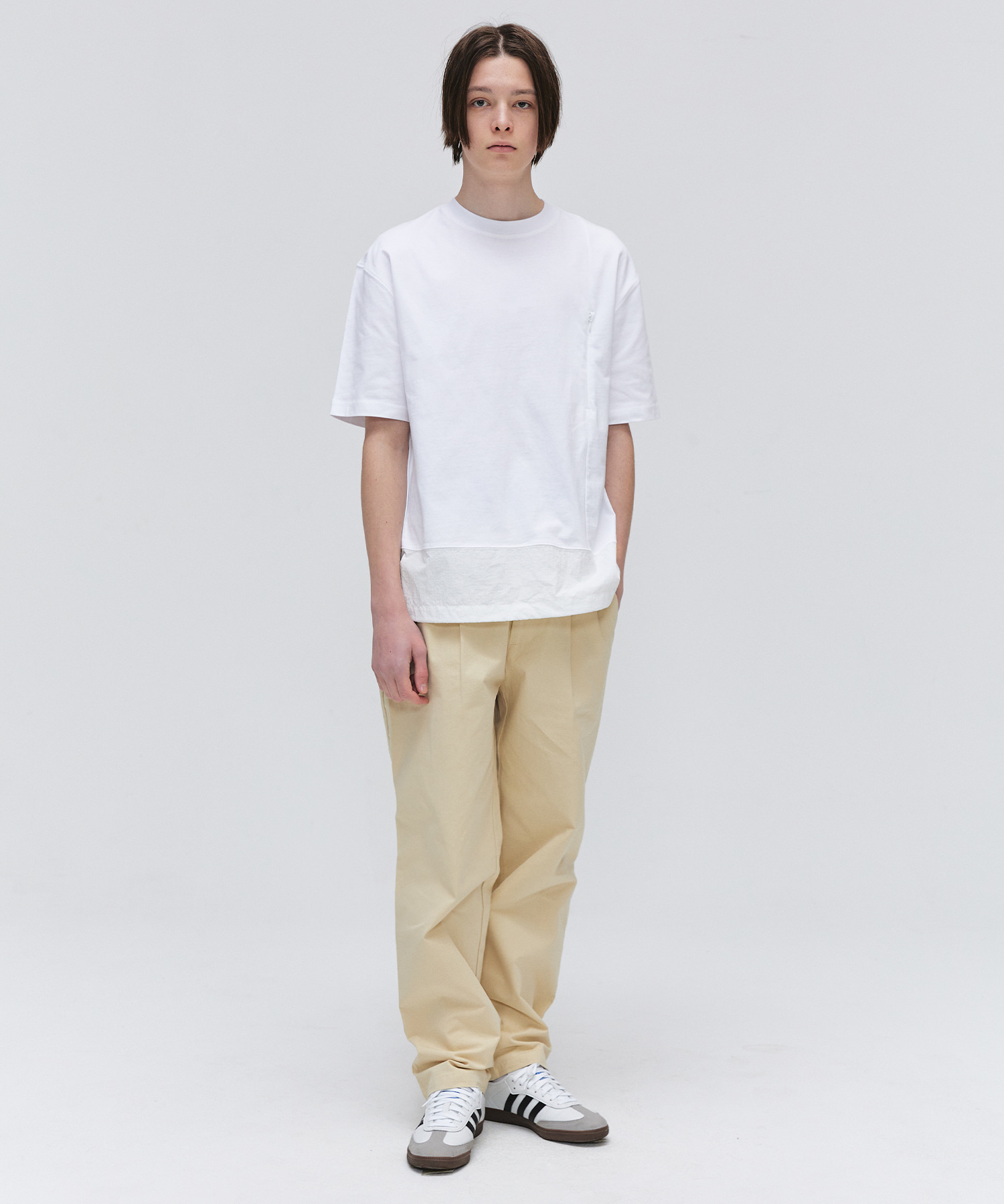 Wooven Layered Pocket T-shirt - White